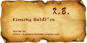 Kinszky Balázs névjegykártya